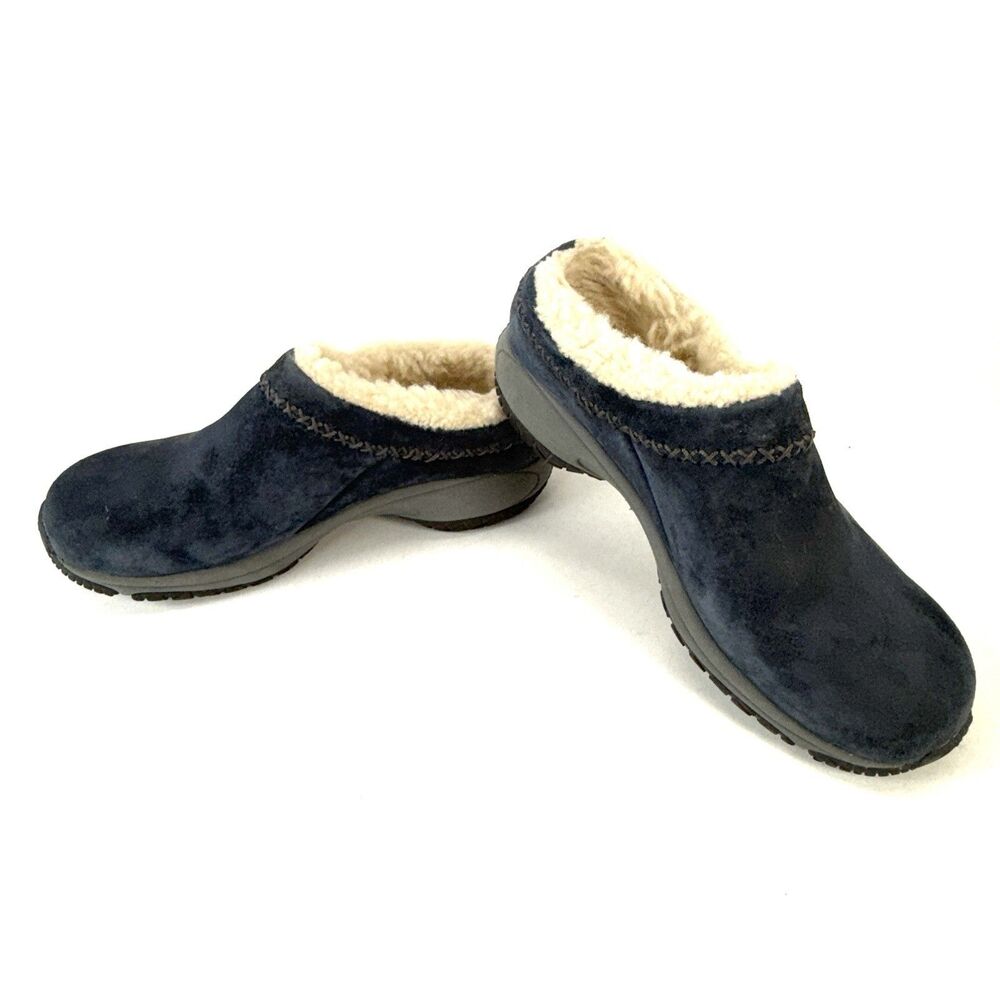 Merrell Encore Chill Stitch Blue Slip on Shoes Womens Size 6 J66458 Faux Fur